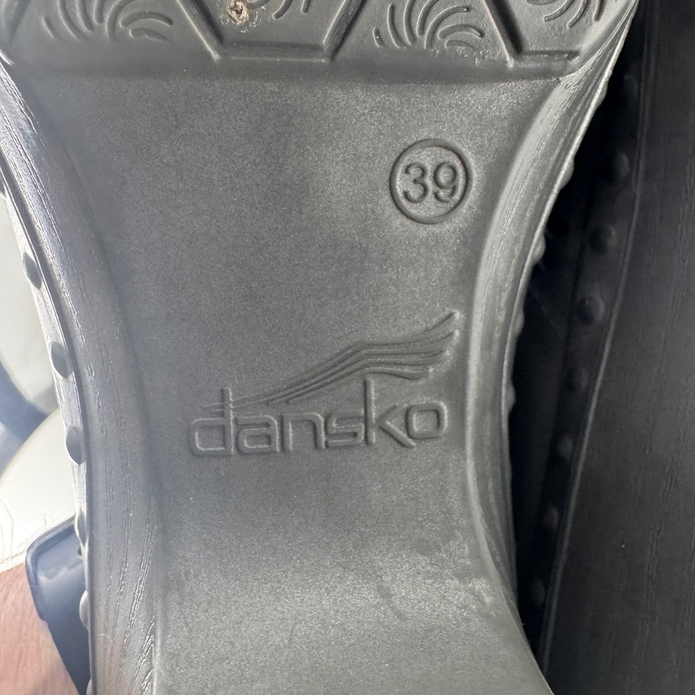 Dansko Laser Cut Clog Mules Gray Purple Floral Filigree Slip On Shoes Womens 39 - Picture 10 of 11